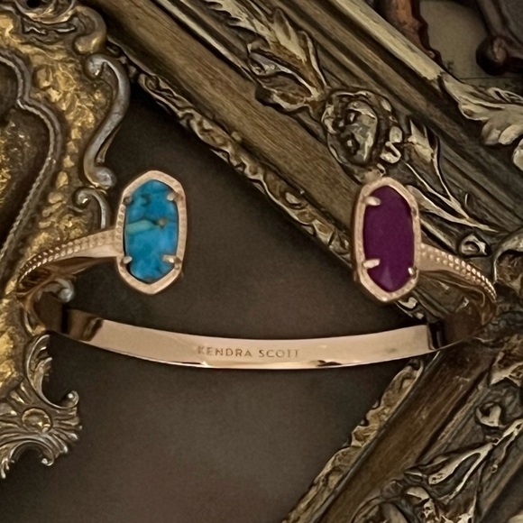 KENDRA SCOTT • Customized Turquoise Rose Gold Elton Purple Agate Cuff Br… - Picture 3 of 3